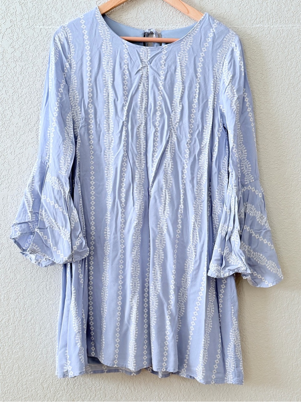 miami Light Blue Embroidered Boho Dress